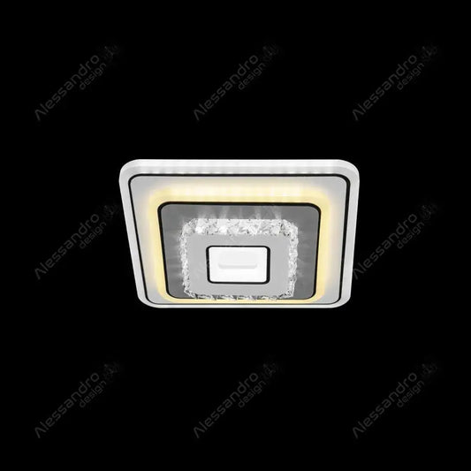 Lustra LED cu cristal MITA 39W, 20x20cm, Patrata, Lumina Rece/Calda/Neutra, Alb