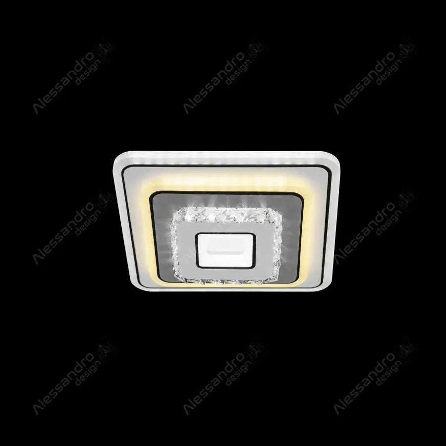 Lustra LED cu cristal MITA 39W, 20x20cm, Patrata, Lumina Rece/Calda/Neutra, Alb