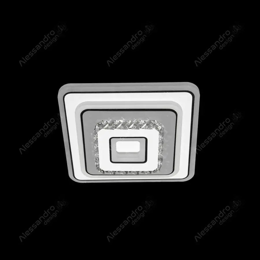 Lustra LED cu cristal MITA 39W, 20x20cm, Patrata, Lumina Rece/Calda/Neutra, Alb