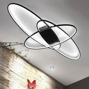 Lustra LED cu telecomanda ORBITA 74W, 3 Elemente, Ovala, lumina Rece/Calda/Neutra, Dimabila, Negru