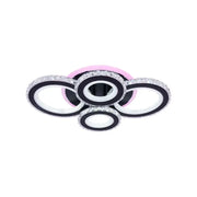 Lustra LED cu telecomanda si cristal NOVA ROTONDA RGB 82W, 4 Cercuri, lumina Rece/Calda/Neutra, Dimabila, Negru