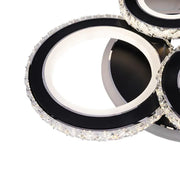 Lustra LED cu telecomanda si cristal NOVA ROTONDA RGB 82W, 4 Cercuri, lumina Rece/Calda/Neutra, Dimabila, Negru