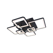 Lustra LED cu telecomanda ELLA 120W, 6 Patrate, lumina Rece/Calda/Neutra, Dimabila, Negru, Metal si Acril