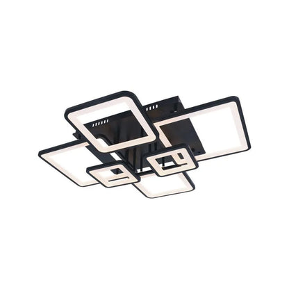 Lustra LED cu telecomanda ELLA 120W, 6 Patrate, lumina Rece/Calda/Neutra, Dimabila, Negru, Metal si Acril