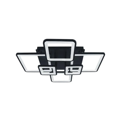 Lustra LED cu telecomanda ELLA 120W, 6 Patrate, lumina Rece/Calda/Neutra, Dimabila, Negru, Metal si Acril