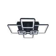 Lustra LED cu telecomanda ELLA 120W, 6 Patrate, lumina Rece/Calda/Neutra, Dimabila, Negru, Metal si Acril