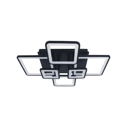 Lustra LED cu telecomanda ELLA 120W, 6 Patrate, lumina Rece/Calda/Neutra, Dimabila, Negru, Metal si Acril