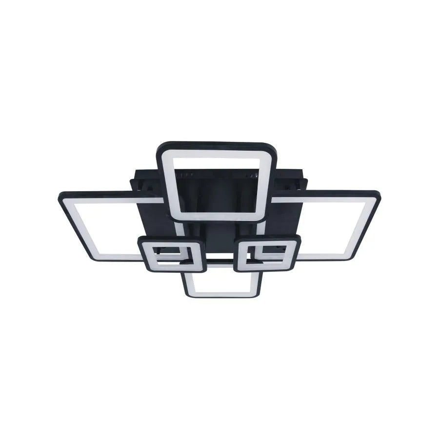 Lustra LED cu telecomanda ELLA 120W, 6 Patrate, lumina Rece/Calda/Neutra, Dimabila, Negru, Metal si Acril