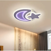Lustra LED cu telecomanda CORALIA 90W, Luna si Stea, lumina Rece/Calda/Neutra Dimabila Alb