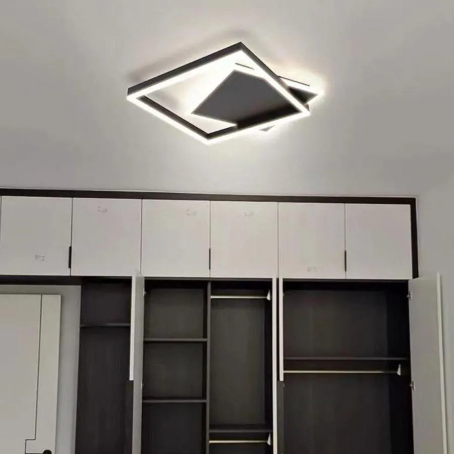 Lustra LED cu telecomanda SCIOSO 104W, lumina Rece/Calda/Neutra, Dimabila, Negru