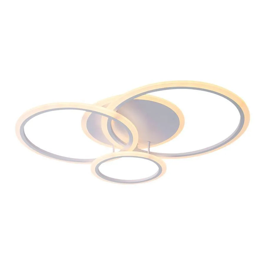 Lustra LED cu telecomanda LUCY 70W, 4 Cercuri, lumina Rece/Calda/Neutra, Dimabila, Alb