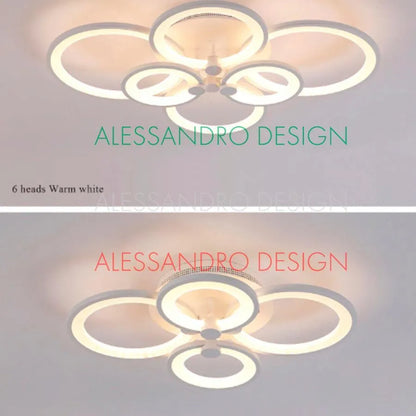 Lustra LED cu telecomanda ALANI 52W, 4 Cercuri, lumina Rece/Calda/Neutra, Dimabila, Alb