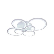 Lustra LED cu telecomanda ALANI 168W, 6 Cercuri, lumina Rece/Calda/Neutra, Dimabila, Alb