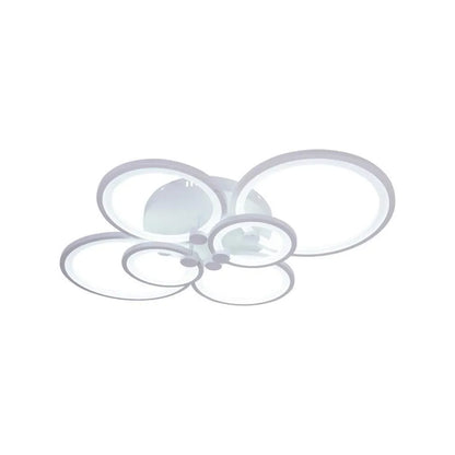 Lustra LED cu telecomanda ALANI 168W, 6 Cercuri, lumina Rece/Calda/Neutra, Dimabila, Alb