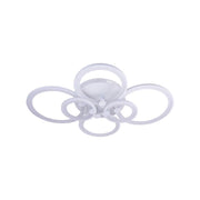 Lustra LED cu telecomanda ALANI 168W, 6 Cercuri, lumina Rece/Calda/Neutra, Dimabila, Alb