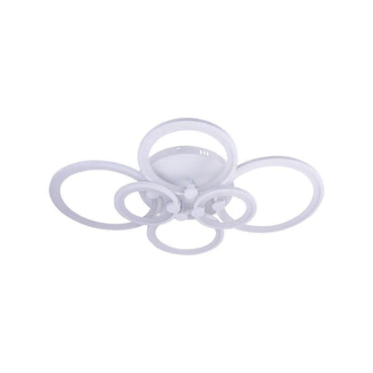 Lustra LED cu telecomanda ALANI 168W, 6 Cercuri, lumina Rece/Calda/Neutra, Dimabila, Alb