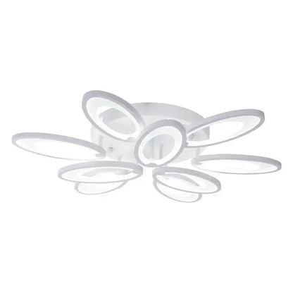 Lustra LED cu telecomanda SUNFLOWER 98W, 9 Elemente, lumina Rece/Calda/Neutra, Dimabila, Alb