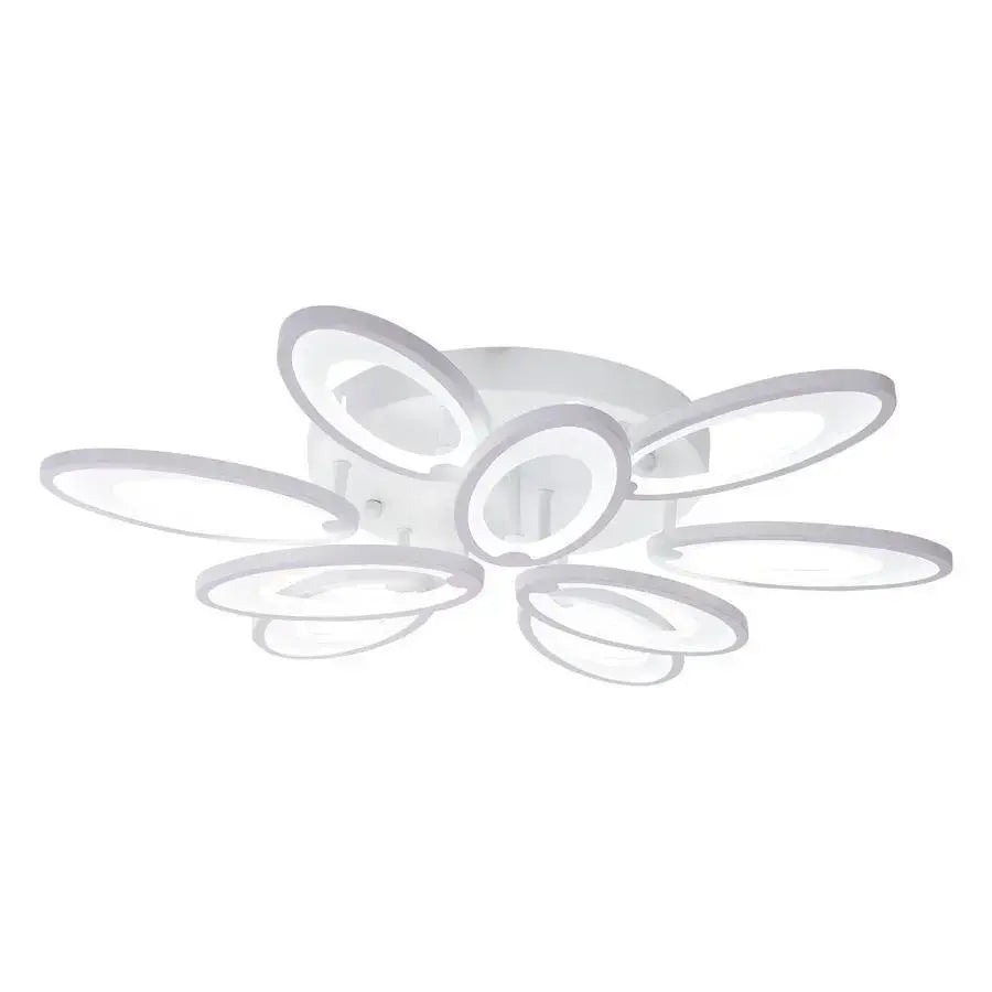 Lustra LED cu telecomanda SUNFLOWER 98W, 9 Elemente, lumina Rece/Calda/Neutra, Dimabila, Alb