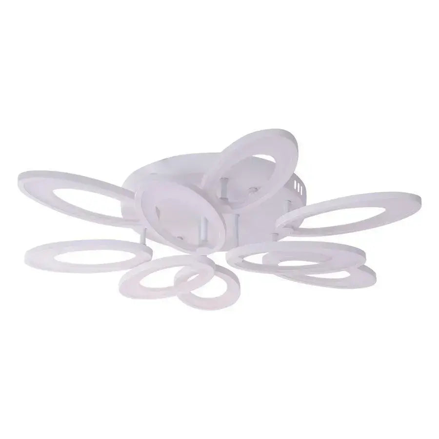 Lustra LED cu telecomanda SUNFLOWER 98W, 9 Elemente, lumina Rece/Calda/Neutra, Dimabila, Alb