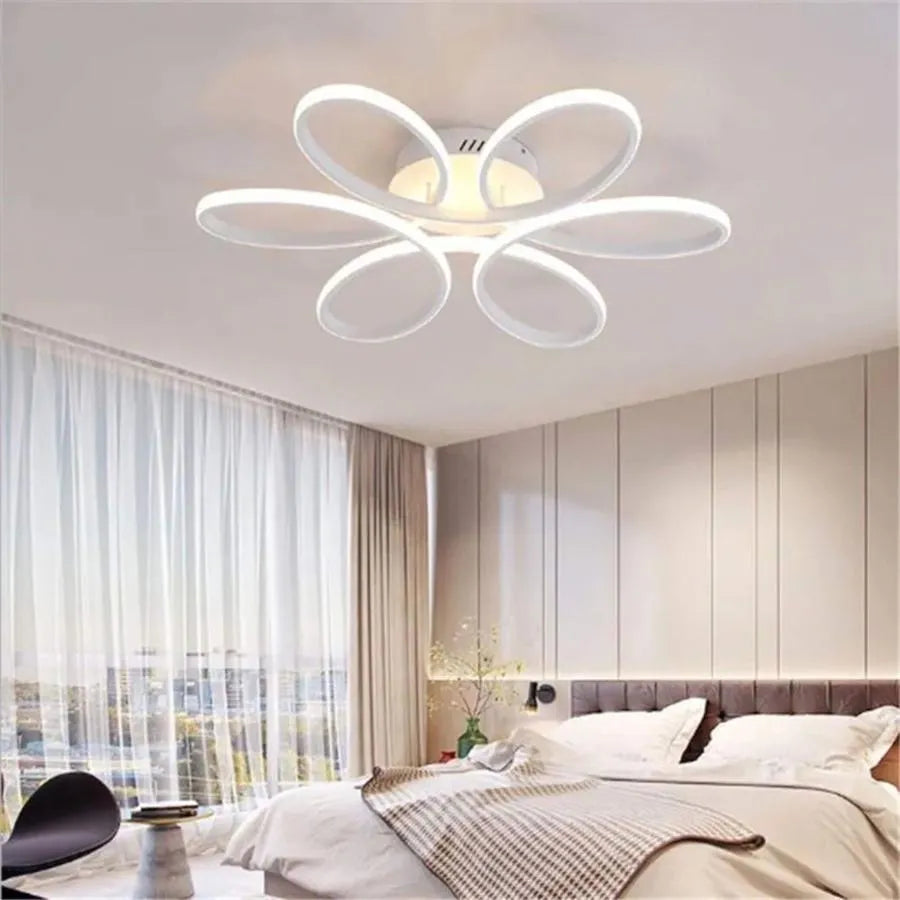 Lustra LED cu telecomanda AYDA 116W, Ondulata, lumina Rece/Calda/Neutra, Dimabila, Alb