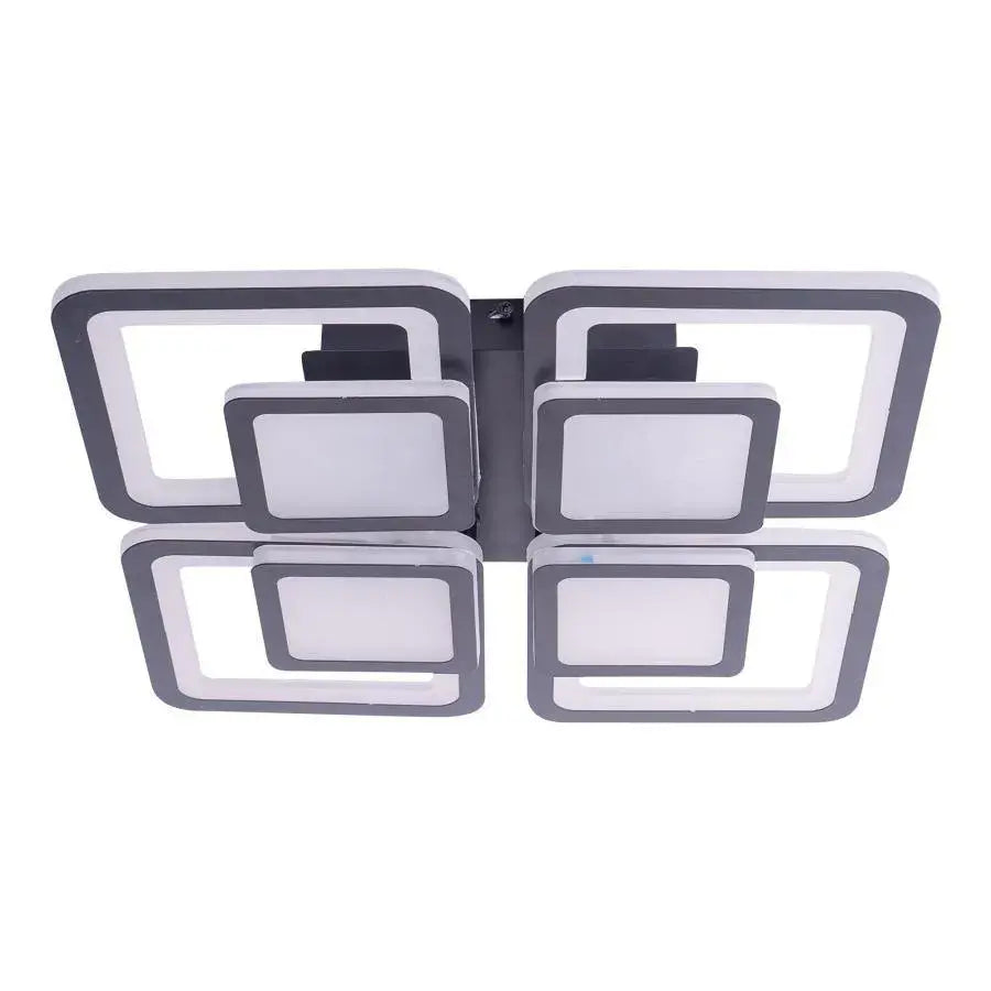 Lustra LED cu telecomanda SUSAN 96W, 4 Patrate, lumina Rece/Calda/Neutra, Dimabila, Negru