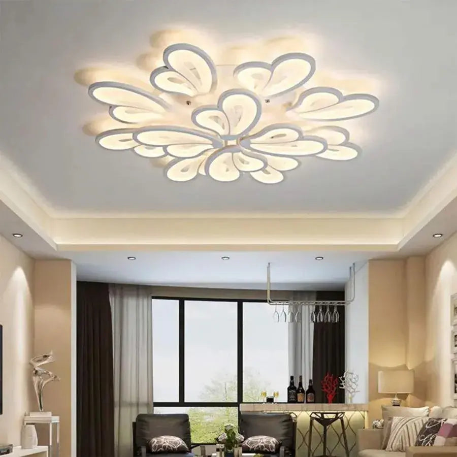Lustra LED cu telecomanda BLOSSOM 146W, 12 Petale, lumina Rece/Calda/Neutra 3000k/4000k/6000k, Dimabila, Alb