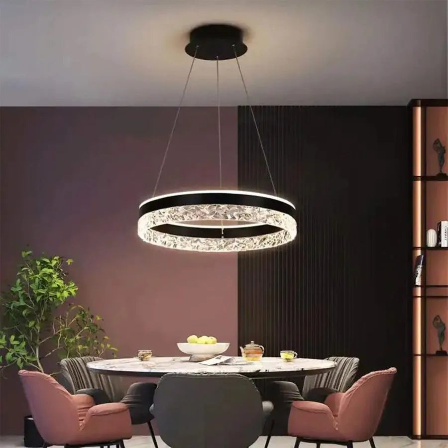 Lustra LED suspendata cu telecomanda BRINDA 124W, lumina Rece/Calda/Neutra, Dimabila, Negru, Inaltime Reglabila