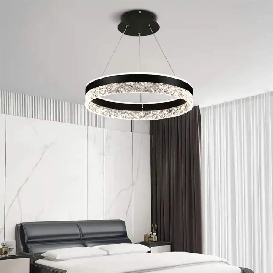 Lustra LED suspendata cu telecomanda BRINDA 124W, lumina Rece/Calda/Neutra, Dimabila, Negru, Inaltime Reglabila