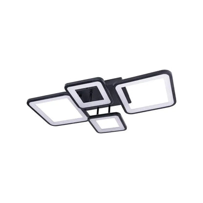 Lustra LED cu telecomanda ELLA 67W, 4 Patrate, lumina Rece/Calda/Neutra, Dimabila, Negru