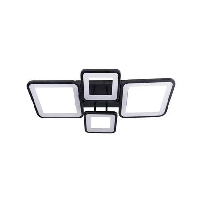 Lustra LED cu telecomanda ELLA 67W, 4 Patrate, lumina Rece/Calda/Neutra, Dimabila, Negru