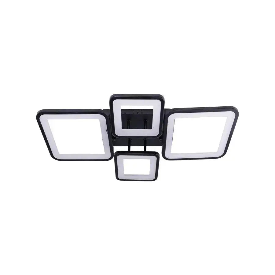 Lustra LED cu telecomanda ELLA 67W, 4 Patrate, lumina Rece/Calda/Neutra, Dimabila, Negru