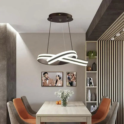 Lustra LED suspendata cu telecomanda INFINITY LOOP 61W, lumina Rece/Calda/Neutra, Dimabila, Negru, Inaltime Reglabila