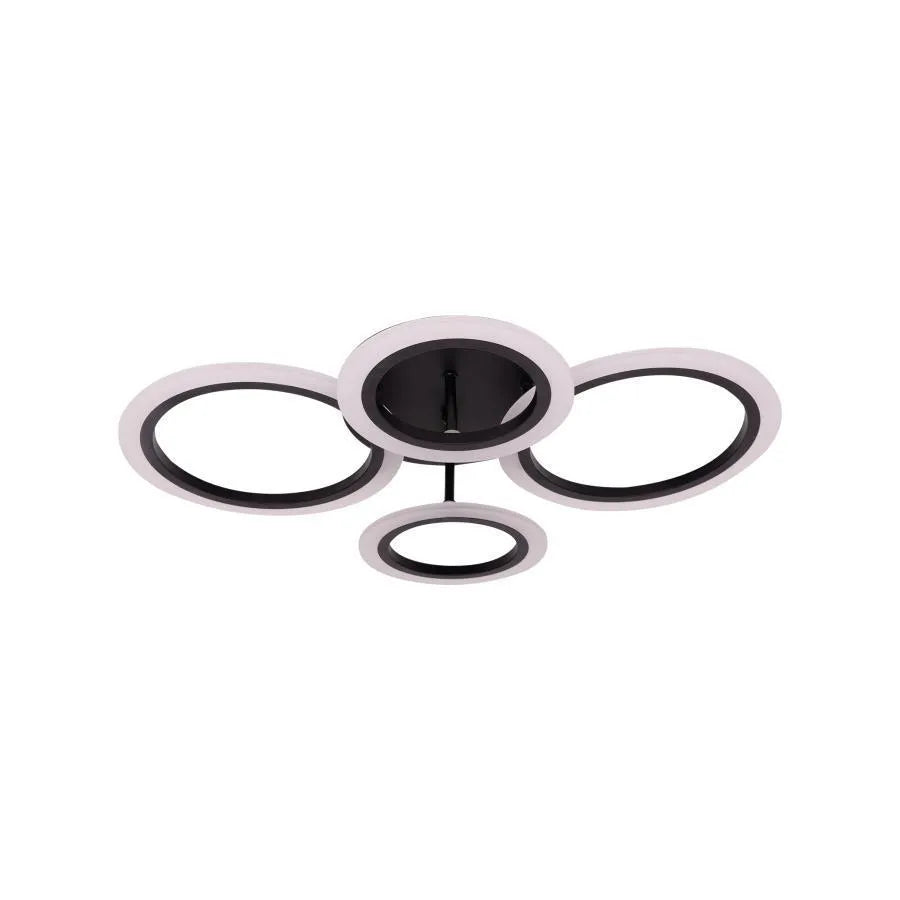 Lustra LED cu telecomanda BETTY 44W, 4 Cercuri, lumina Rece/Calda/Neutra, Dimabila, Negru
