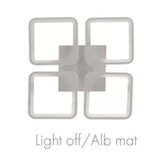Lustra LED cu telecomanda ZOE 53W, 4 Patrate, lumina Rece/Calda/Neutra, Dimabila, Alb