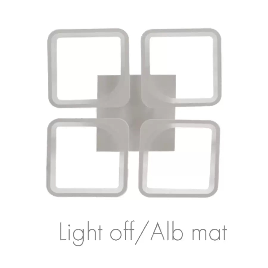 Lustra LED cu telecomanda ZOE 53W, 4 Patrate, lumina Rece/Calda/Neutra, Dimabila, Alb