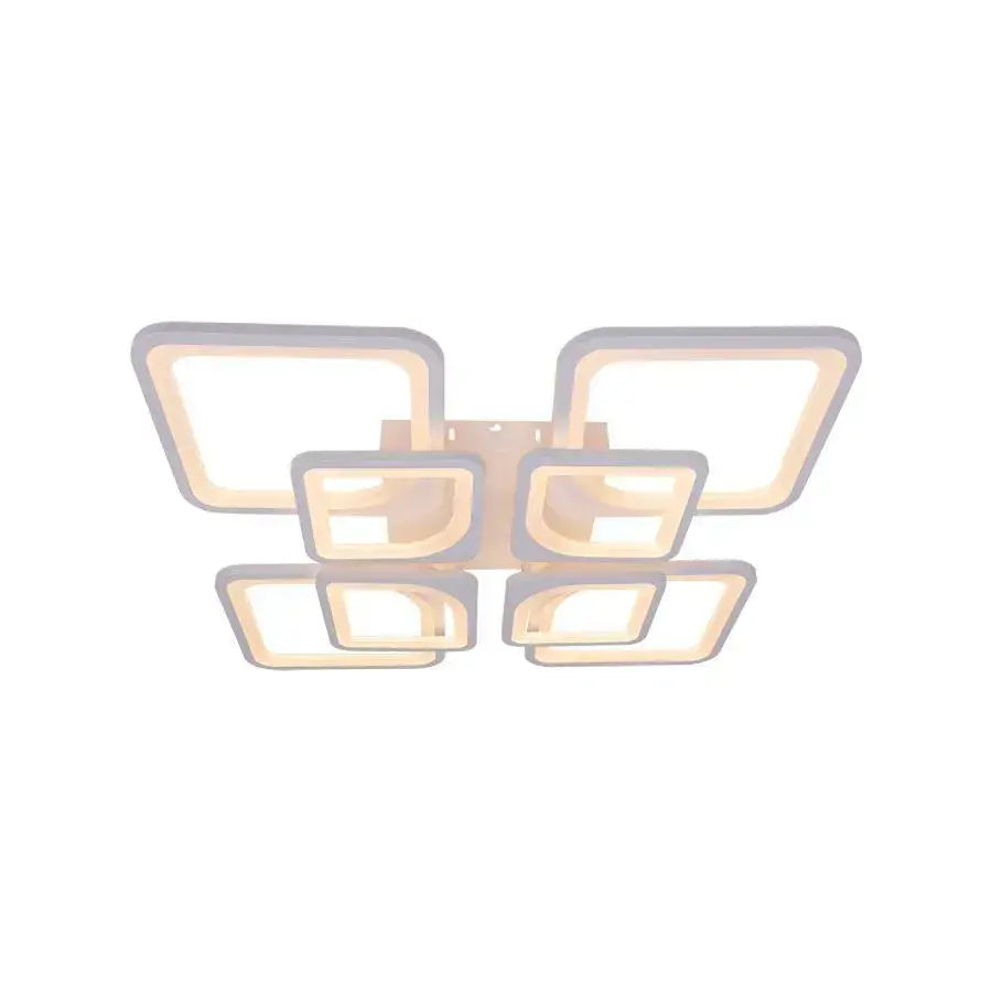 Lustra LED cu telecomanda ZOE 138W, 8 Patrate, lumina Rece/Calda/Neutra, Dimabila, Alb
