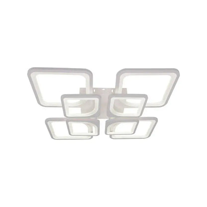 Lustra LED cu telecomanda ZOE 138W, 8 Patrate, lumina Rece/Calda/Neutra, Dimabila, Alb