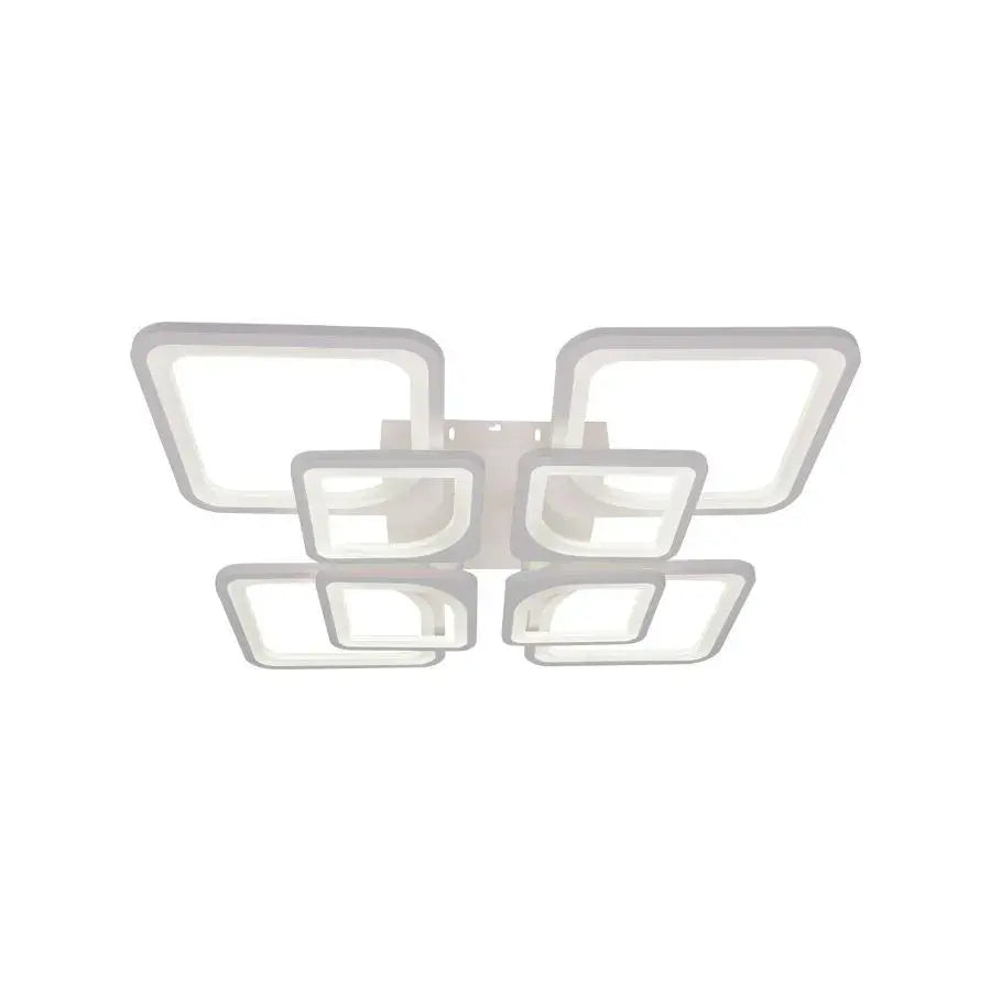 Lustra LED cu telecomanda ZOE 138W, 8 Patrate, lumina Rece/Calda/Neutra, Dimabila, Alb