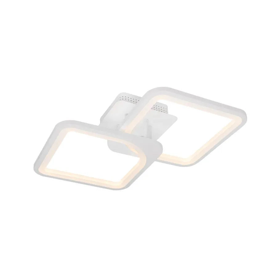 Lustra LED cu telecomanda ZOE 69W, 2 Patrate,  lumina Rece/Calda/Neutra, Dimabila, Alb