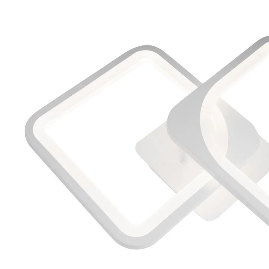 Lustra LED cu telecomanda ZOE 40W, 2 Patrate,  lumina Rece/Calda/Neutra, Dimabila, Alb