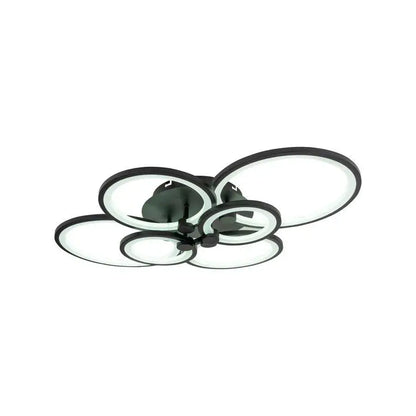 Lustra LED cu telecomanda ALANI 152W, 6 Cercuri, lumina Rece/Calda/Neutra, Dimabila, Negru