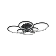 Lustra LED cu telecomanda ALANI 152W, 6 Cercuri, lumina Rece/Calda/Neutra, Dimabila, Negru