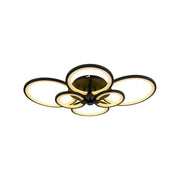 Lustra LED cu telecomanda ALANI 152W, 6 Cercuri, lumina Rece/Calda/Neutra, Dimabila, Negru