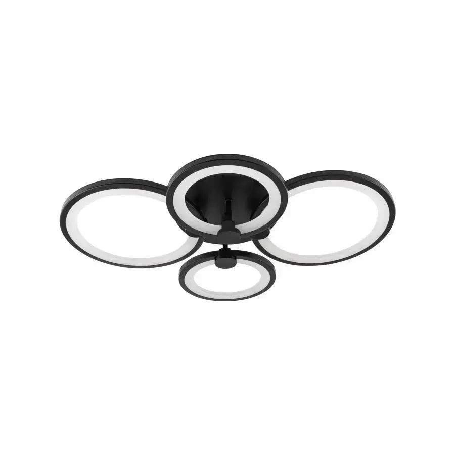 Lustra LED cu telecomanda ALANI 88W, 4 Cercuri, lumina Rece/Calda/Neutra, Dimabila, Negru