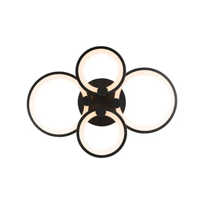 Lustra LED cu telecomanda ALANI 88W, 4 Cercuri, lumina Rece/Calda/Neutra, Dimabila, Negru