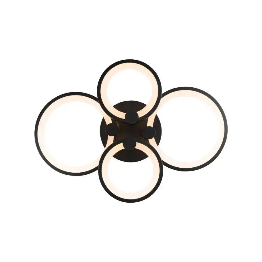 Lustra LED cu telecomanda ALANI 88W, 4 Cercuri, lumina Rece/Calda/Neutra, Dimabila, Negru