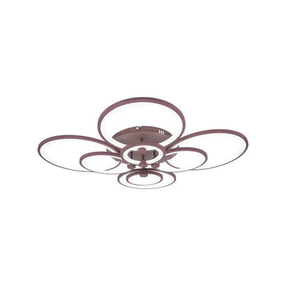 Lustra LED cu telecomanda ALANI 200W, 8 Cercuri, lumina Rece/Calda/Neutra, Dimabila, Maro