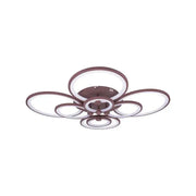Lustra LED cu telecomanda ALANI 200W, 8 Cercuri, lumina Rece/Calda/Neutra, Dimabila, Maro