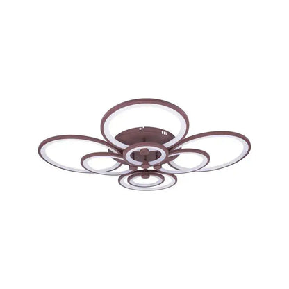Lustra LED cu telecomanda ALANI 200W, 8 Cercuri, lumina Rece/Calda/Neutra, Dimabila, Maro