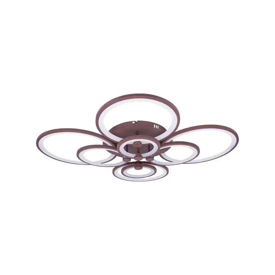 Lustra LED cu telecomanda ALANI 200W, 8 Cercuri, lumina Rece/Calda/Neutra, Dimabila, Maro